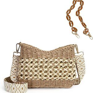 Small Handmade Straw Pocketbook Crossbody Bag for Women, Summer Chic Woven Handb